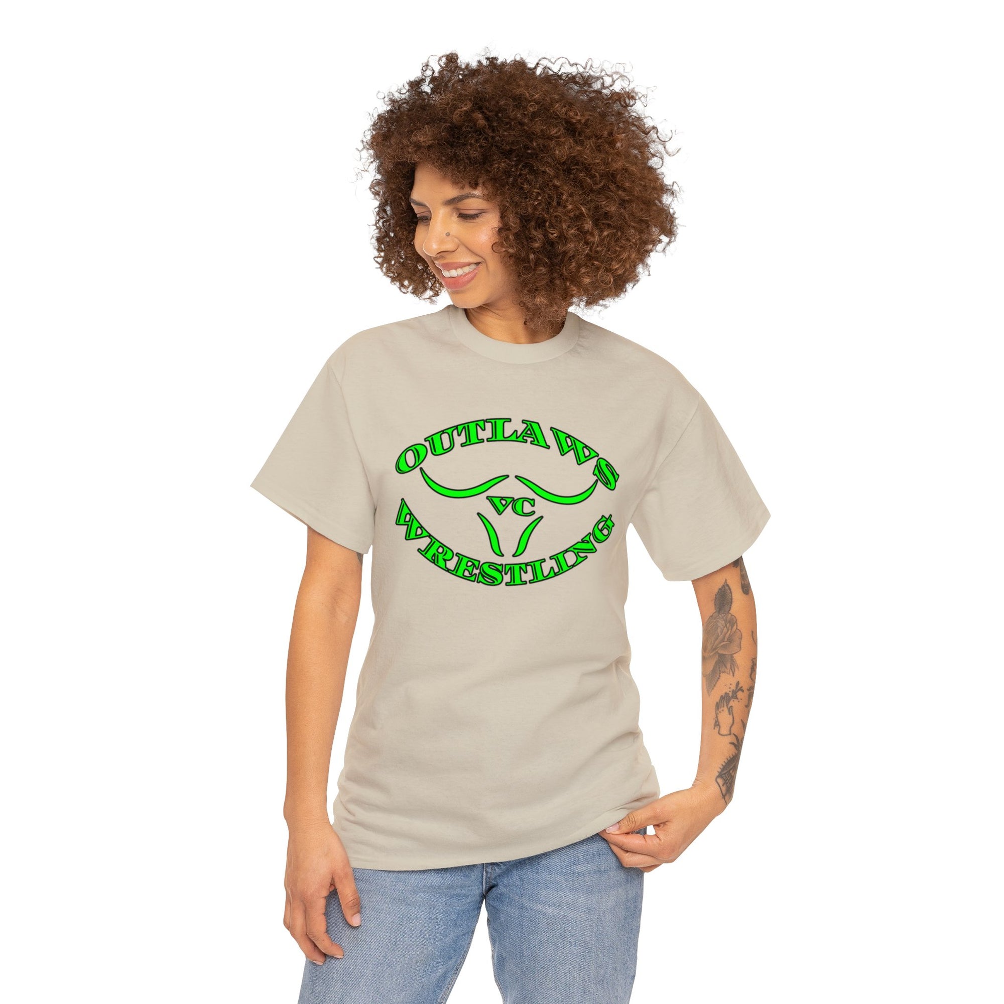 Green Outlaws Wrestling Unisex Heavy Cotton Tee