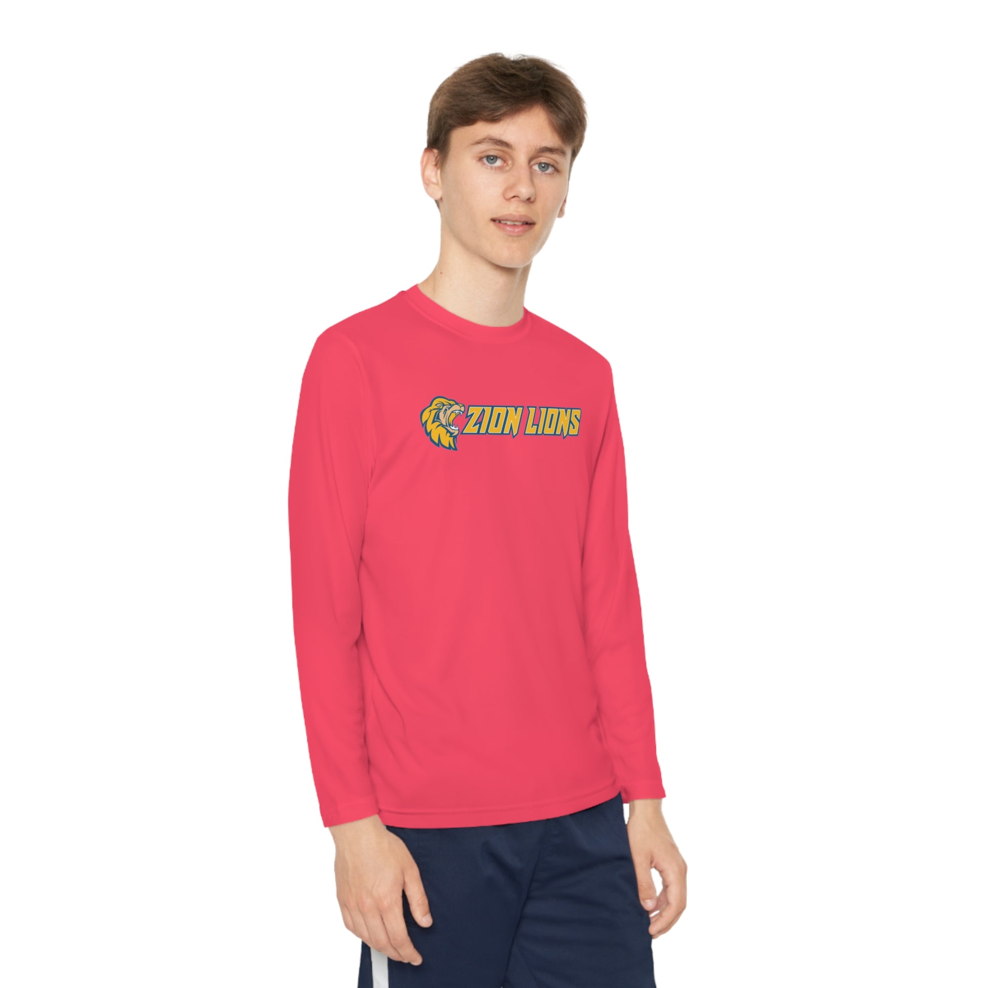 Zion with Mascots Long Logo Long Sleeve Competitor Tee - YOUTH