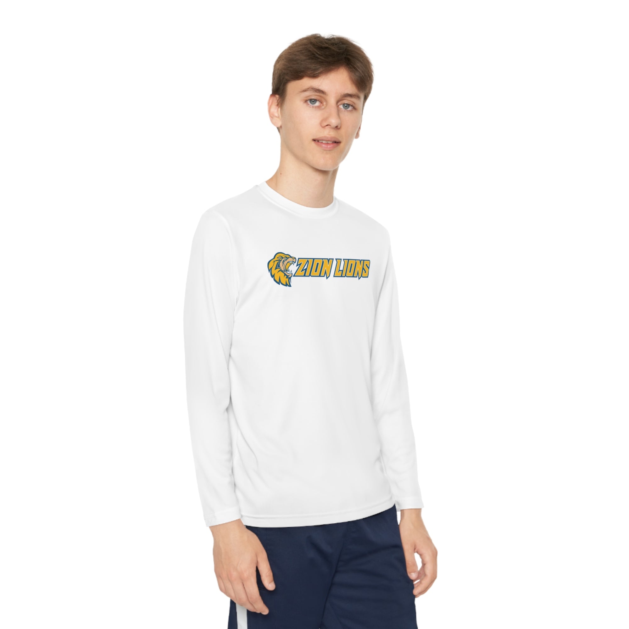 Zion with Mascots Long Logo Long Sleeve Competitor Tee - YOUTH