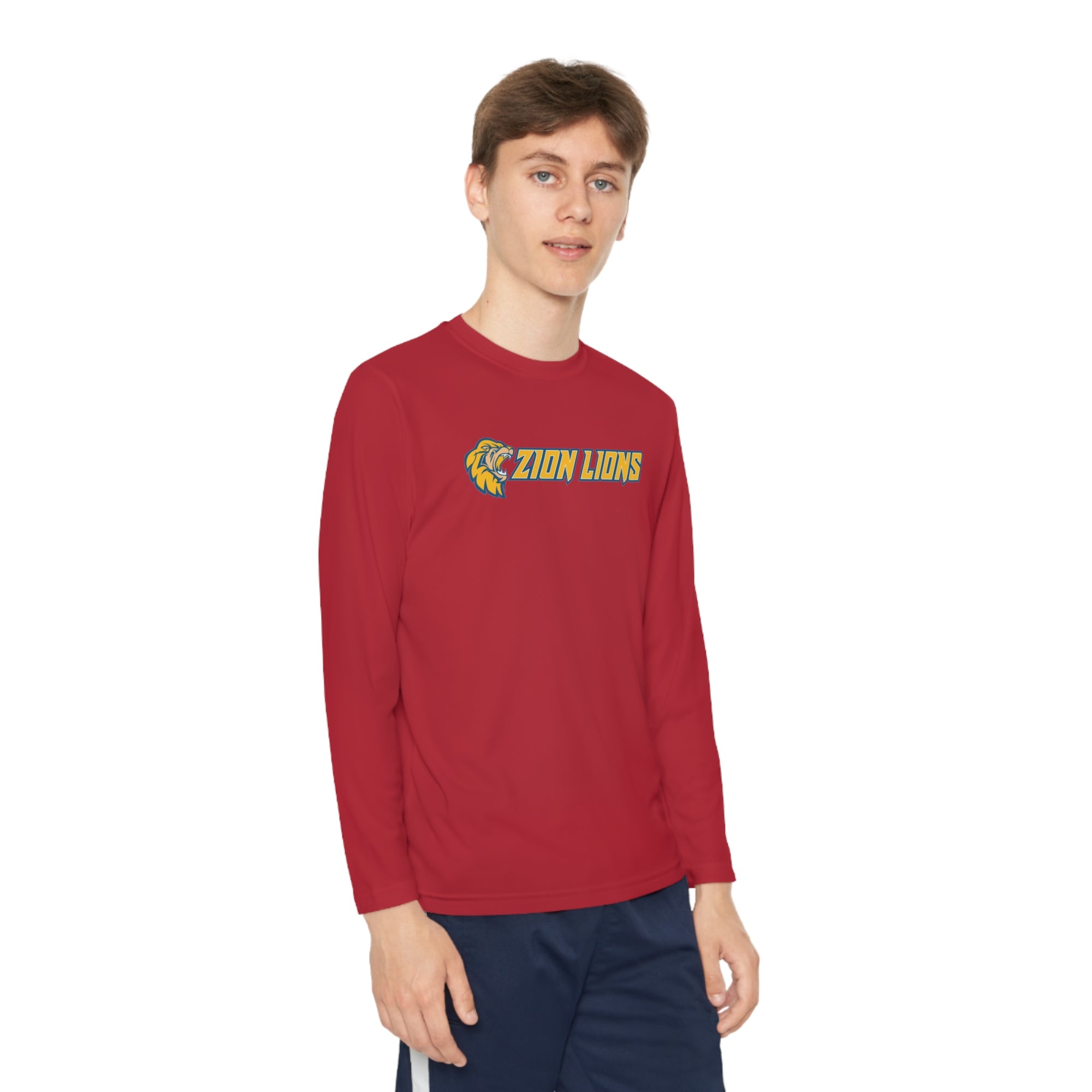 Zion with Mascots Long Logo Long Sleeve Competitor Tee - YOUTH