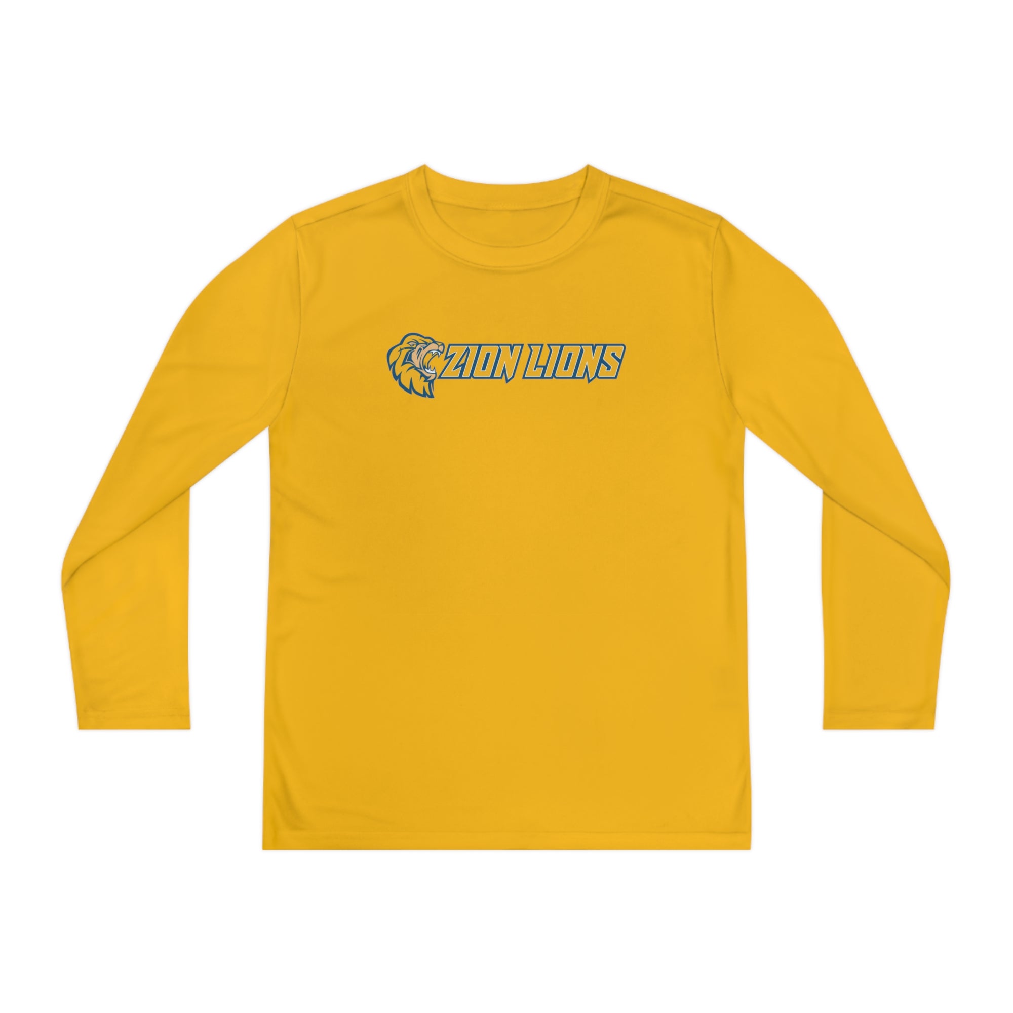 Zion with Mascots Long Logo Long Sleeve Competitor Tee - YOUTH