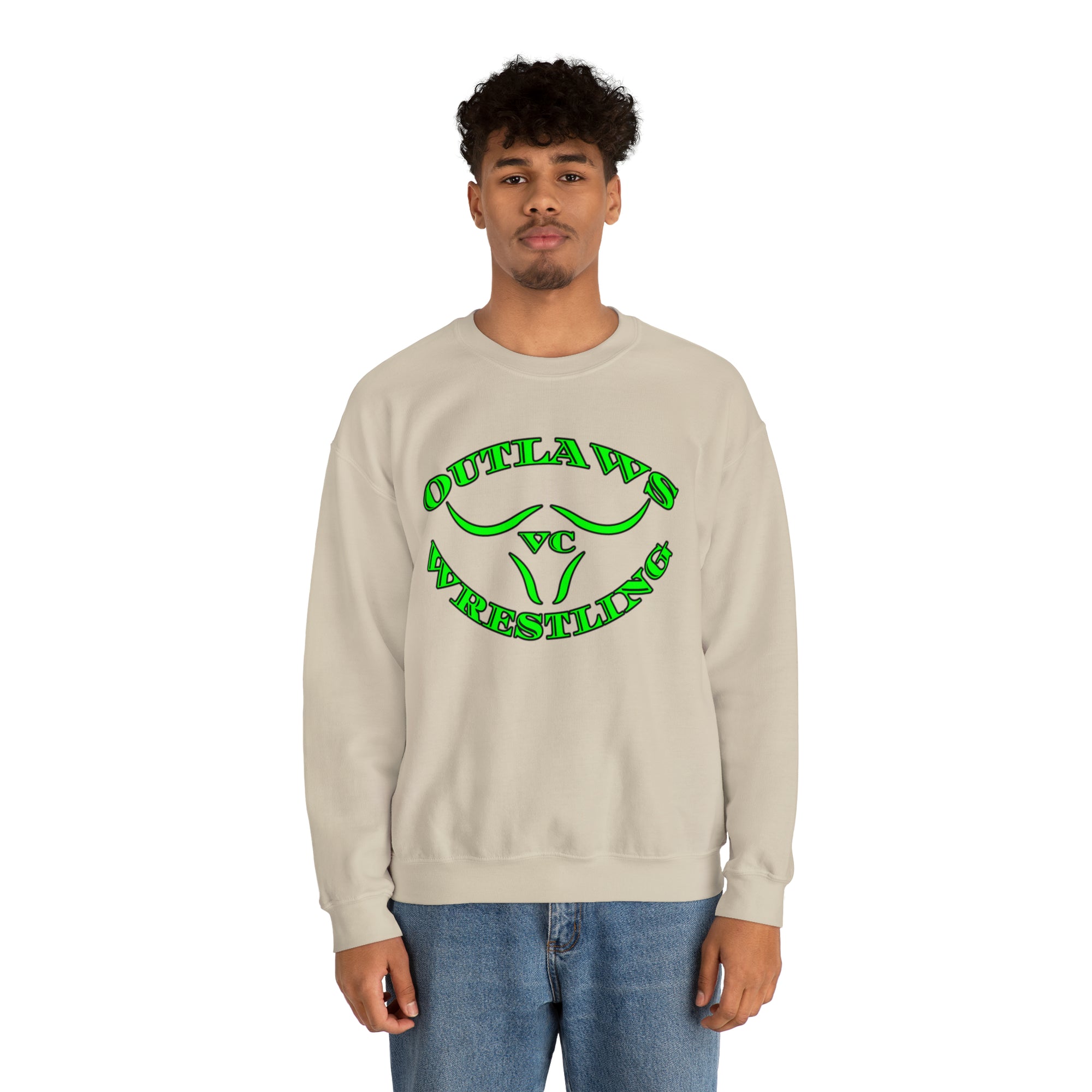 Green Outlaws Wrestling Crewneck Sweatshirts