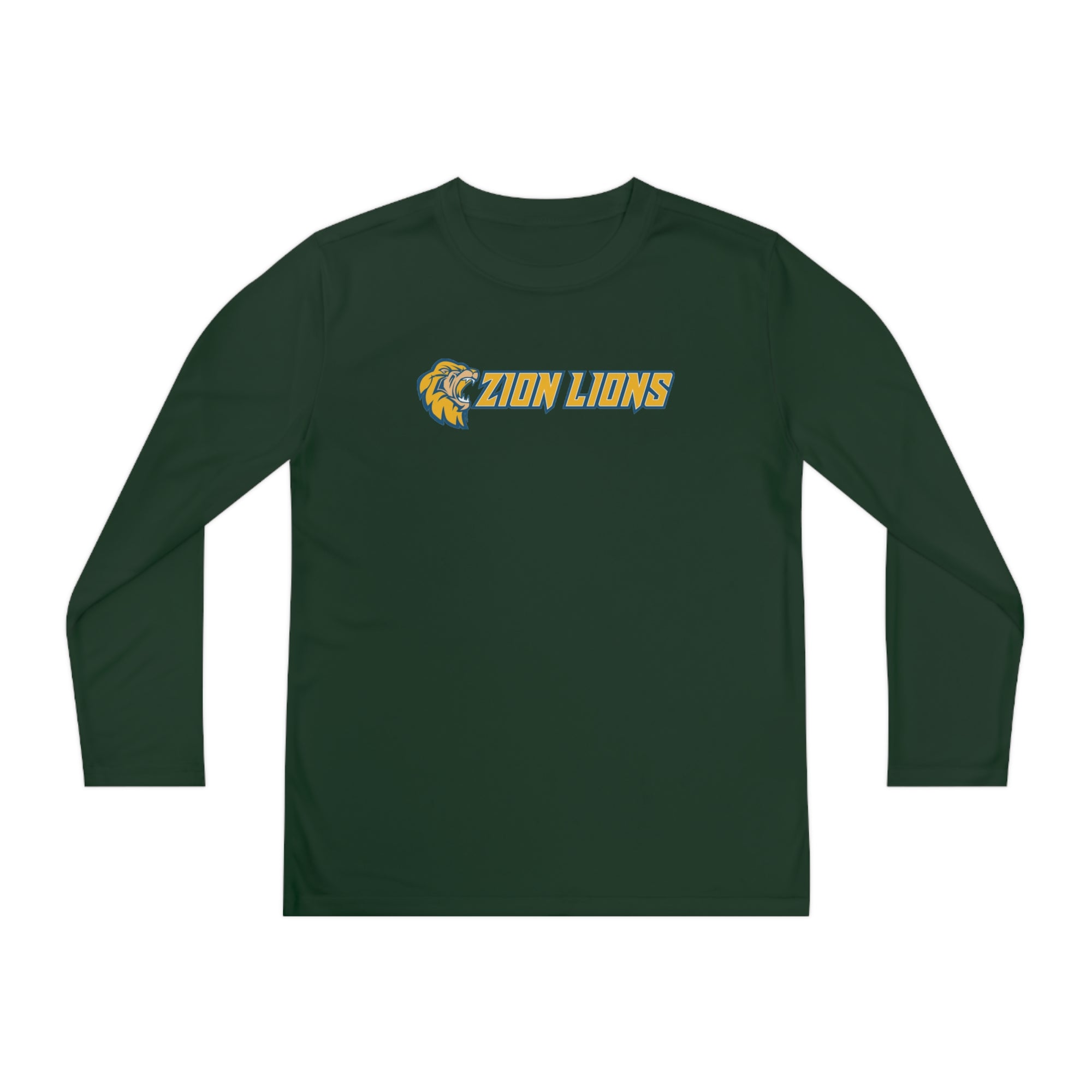 Zion with Mascots Long Logo Long Sleeve Competitor Tee - YOUTH
