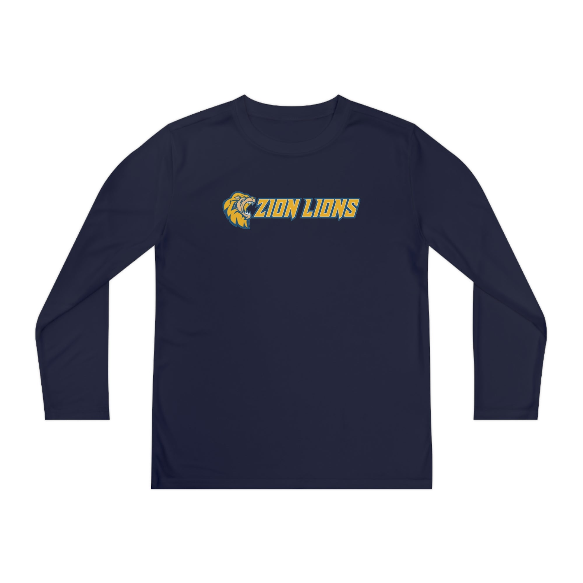 Zion with Mascots Long Logo Long Sleeve Competitor Tee - YOUTH