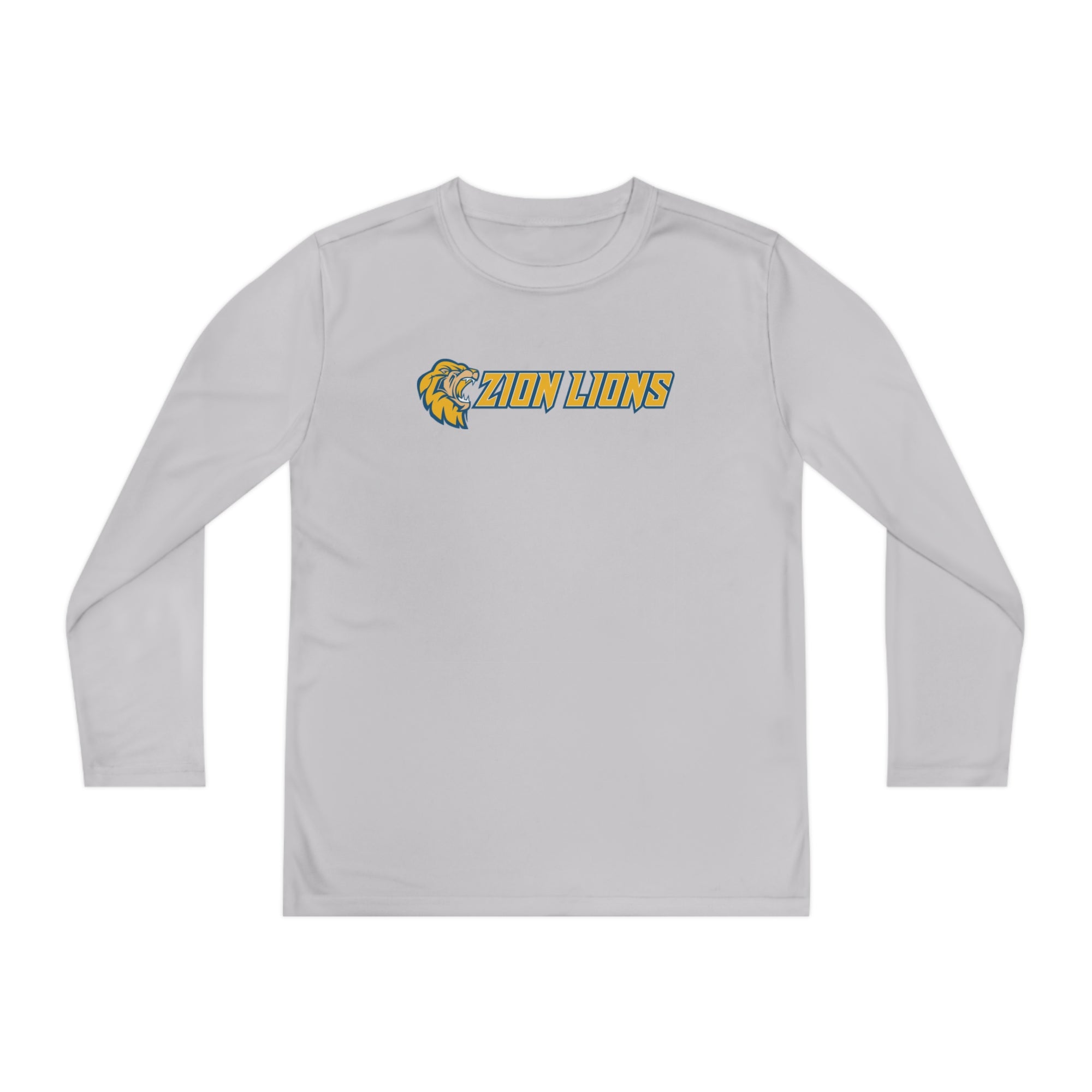 Zion with Mascots Long Logo Long Sleeve Competitor Tee - YOUTH
