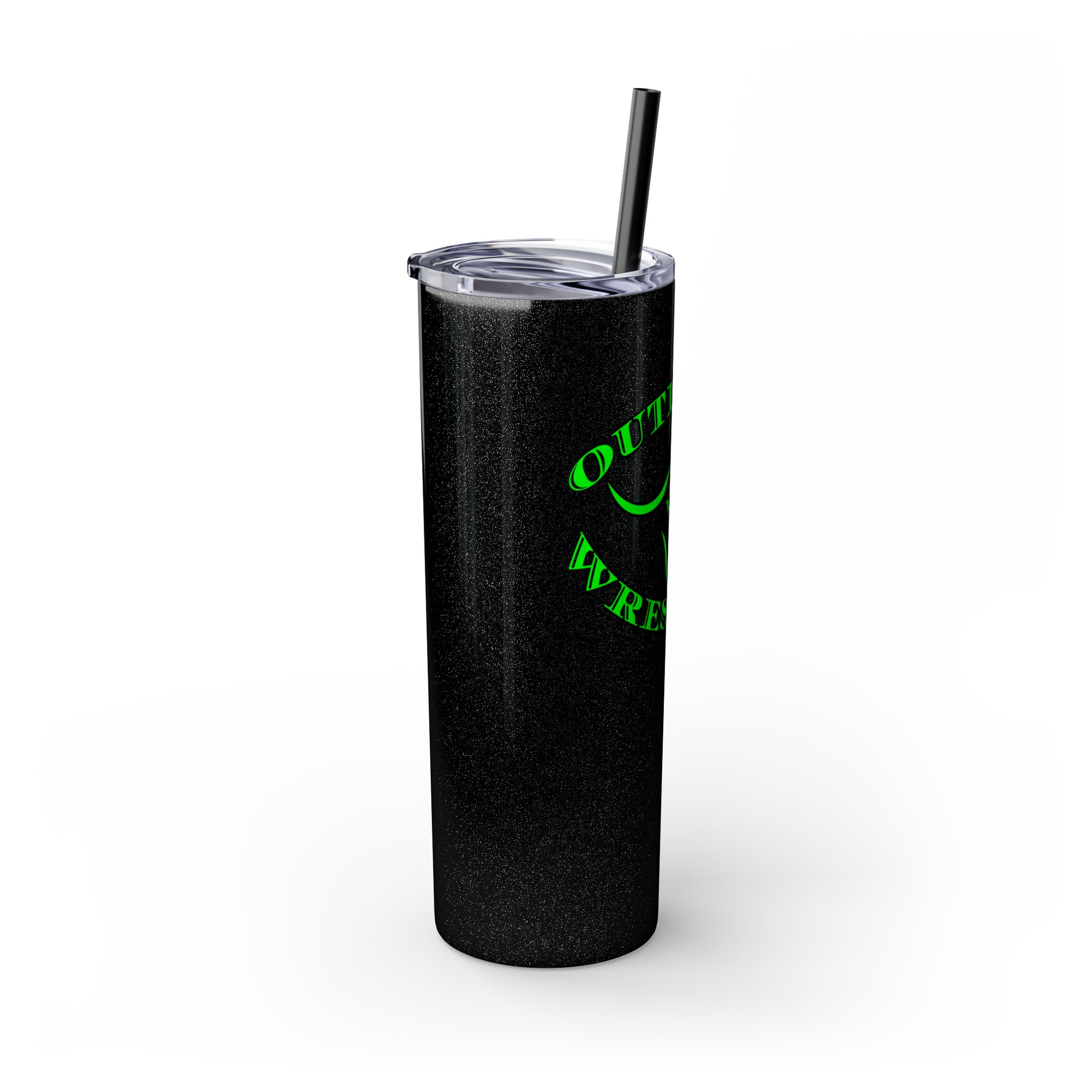 Green Outlaws Wrestling Skinny Tumbler with Straw, 20oz