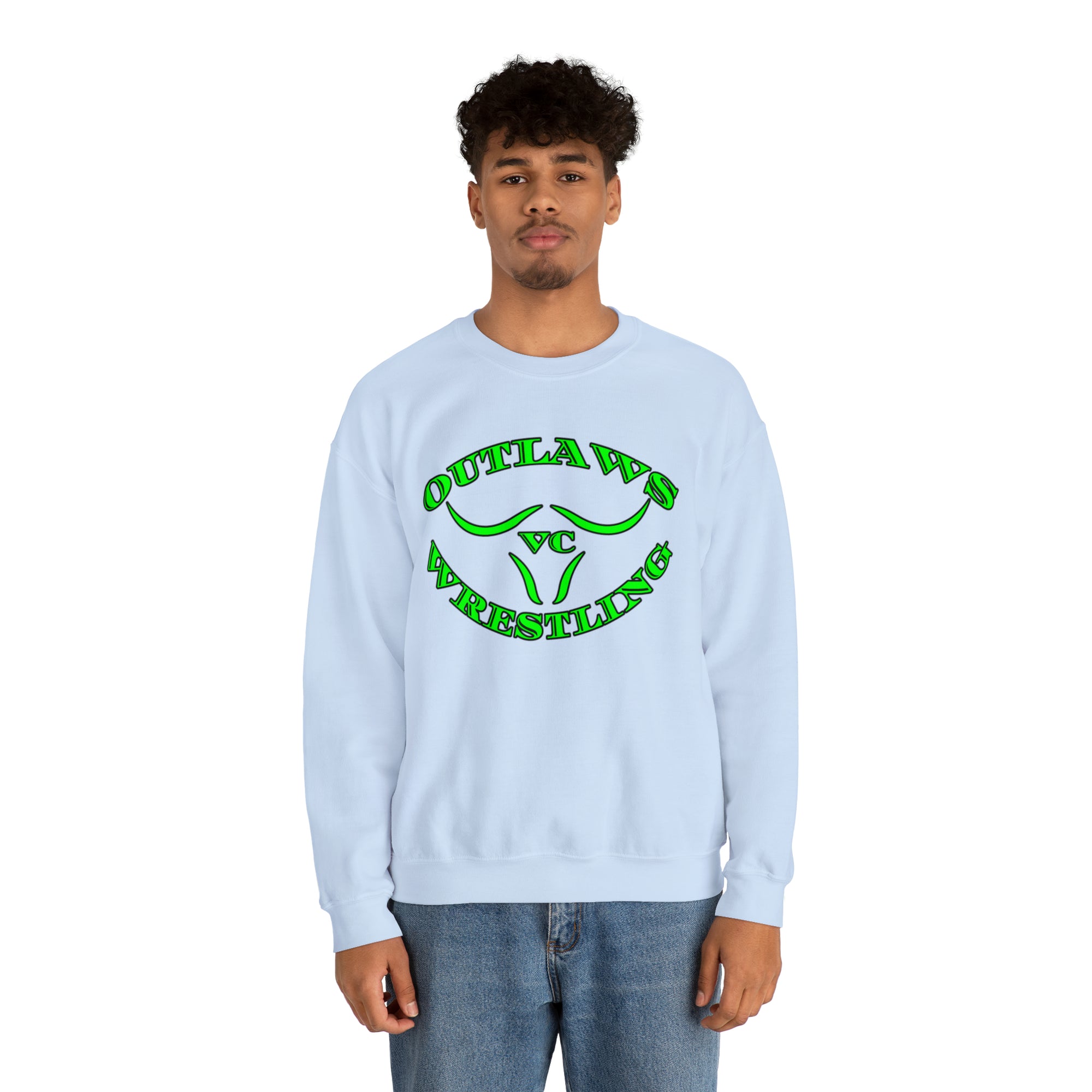 Green Outlaws Wrestling Crewneck Sweatshirts
