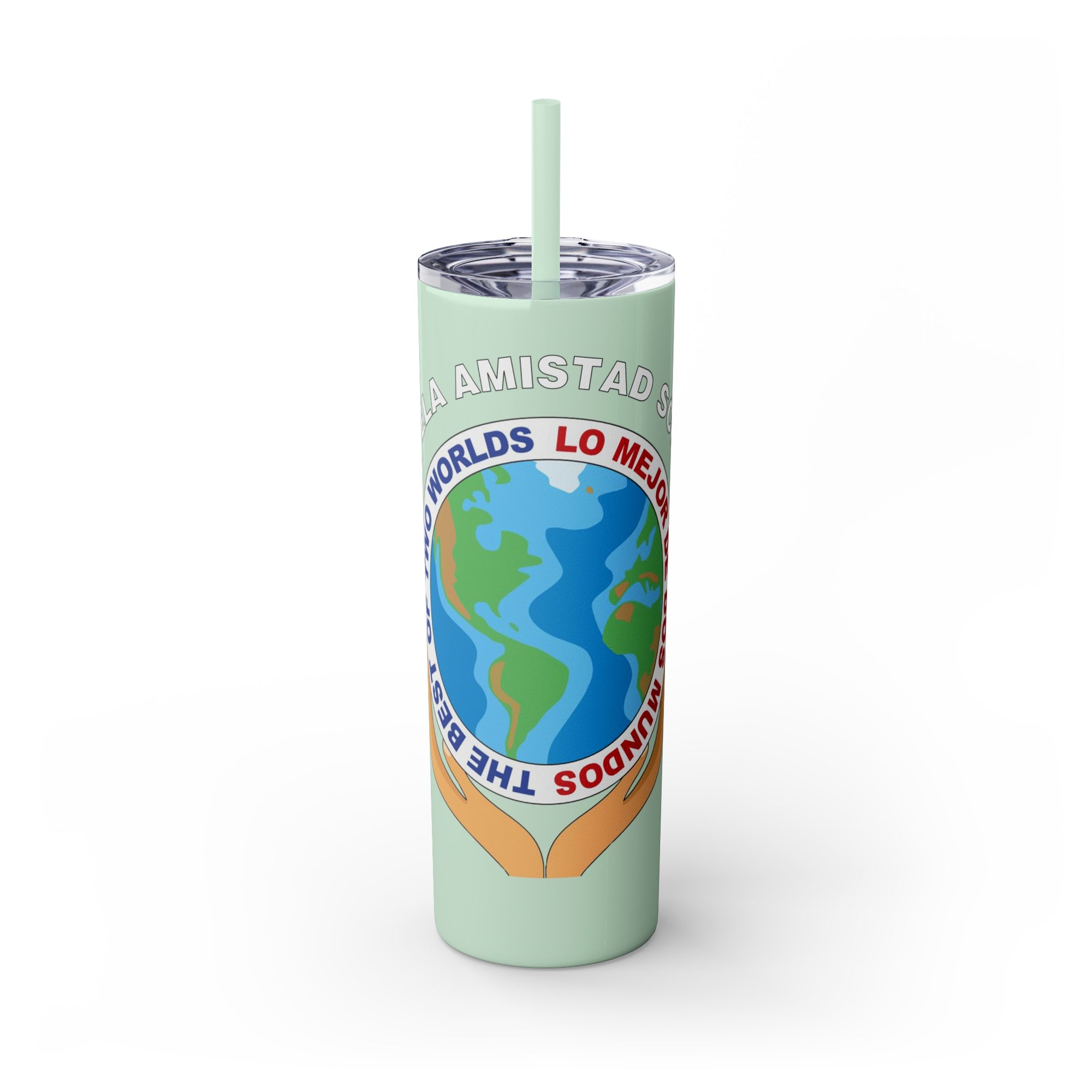 Escuela Amistad School Skinny Tumbler with Straw, 20oz