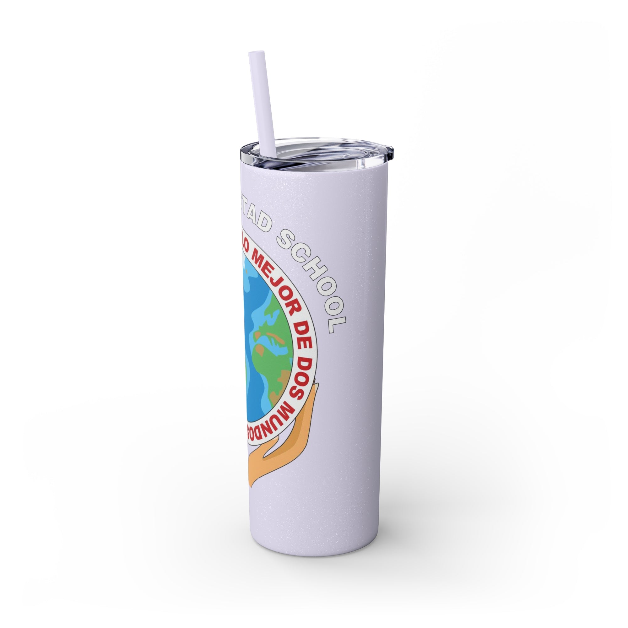 Escuela Amistad School Skinny Tumbler with Straw, 20oz