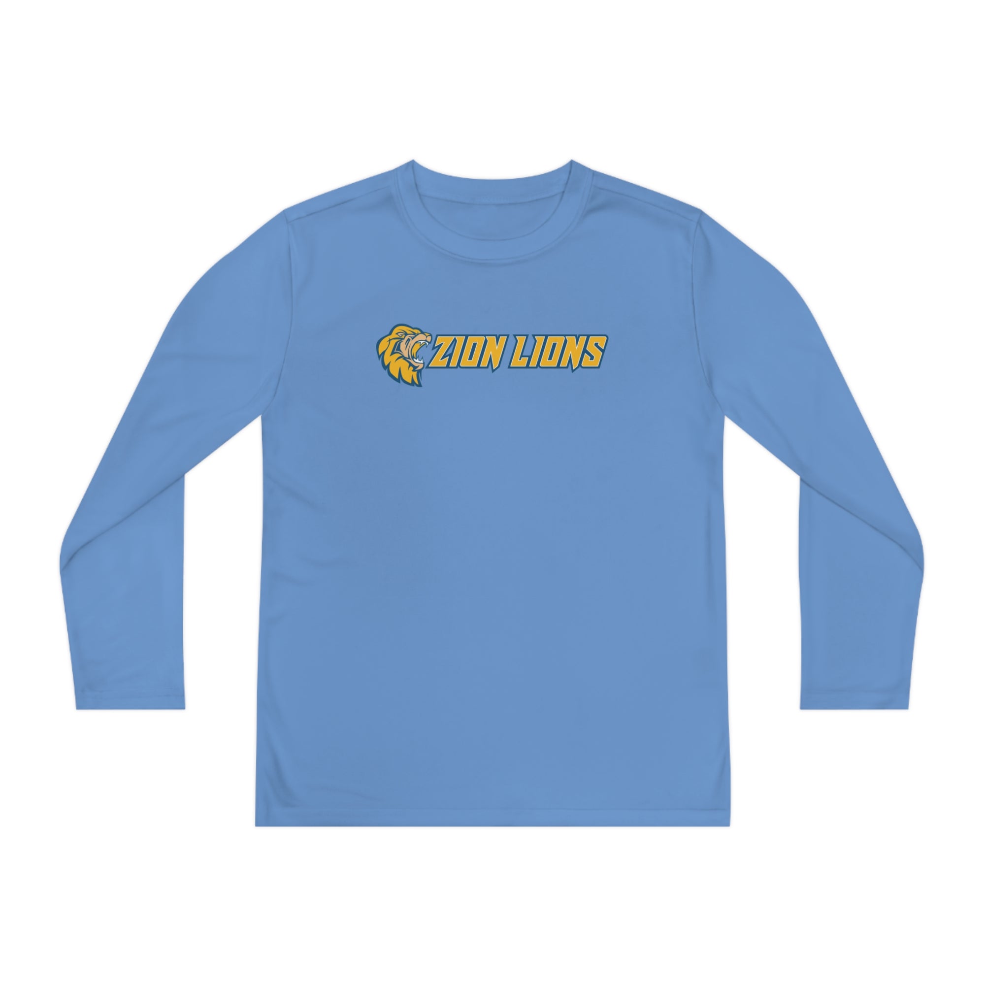 Zion with Mascots Long Logo Long Sleeve Competitor Tee - YOUTH
