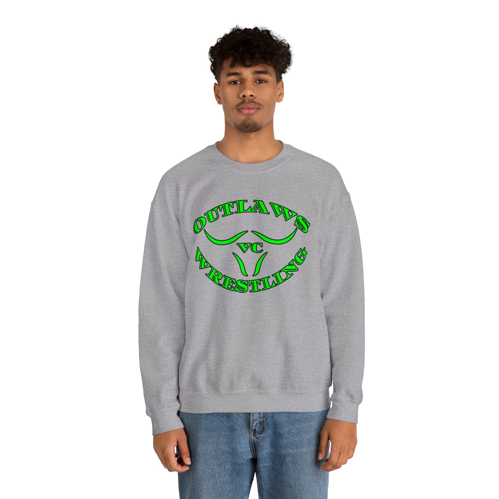 Green Outlaws Wrestling Crewneck Sweatshirts