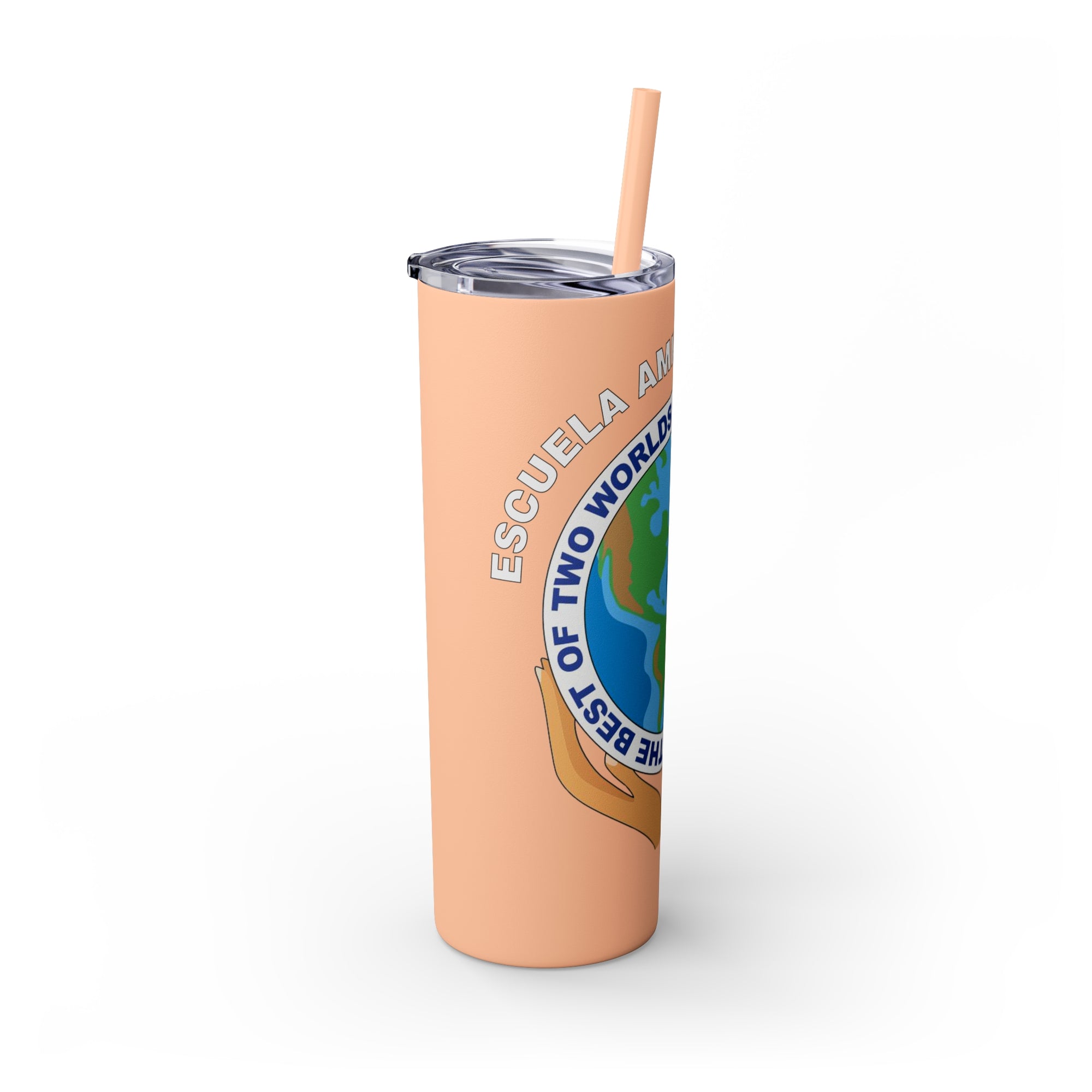 Escuela Amistad School Skinny Tumbler with Straw, 20oz