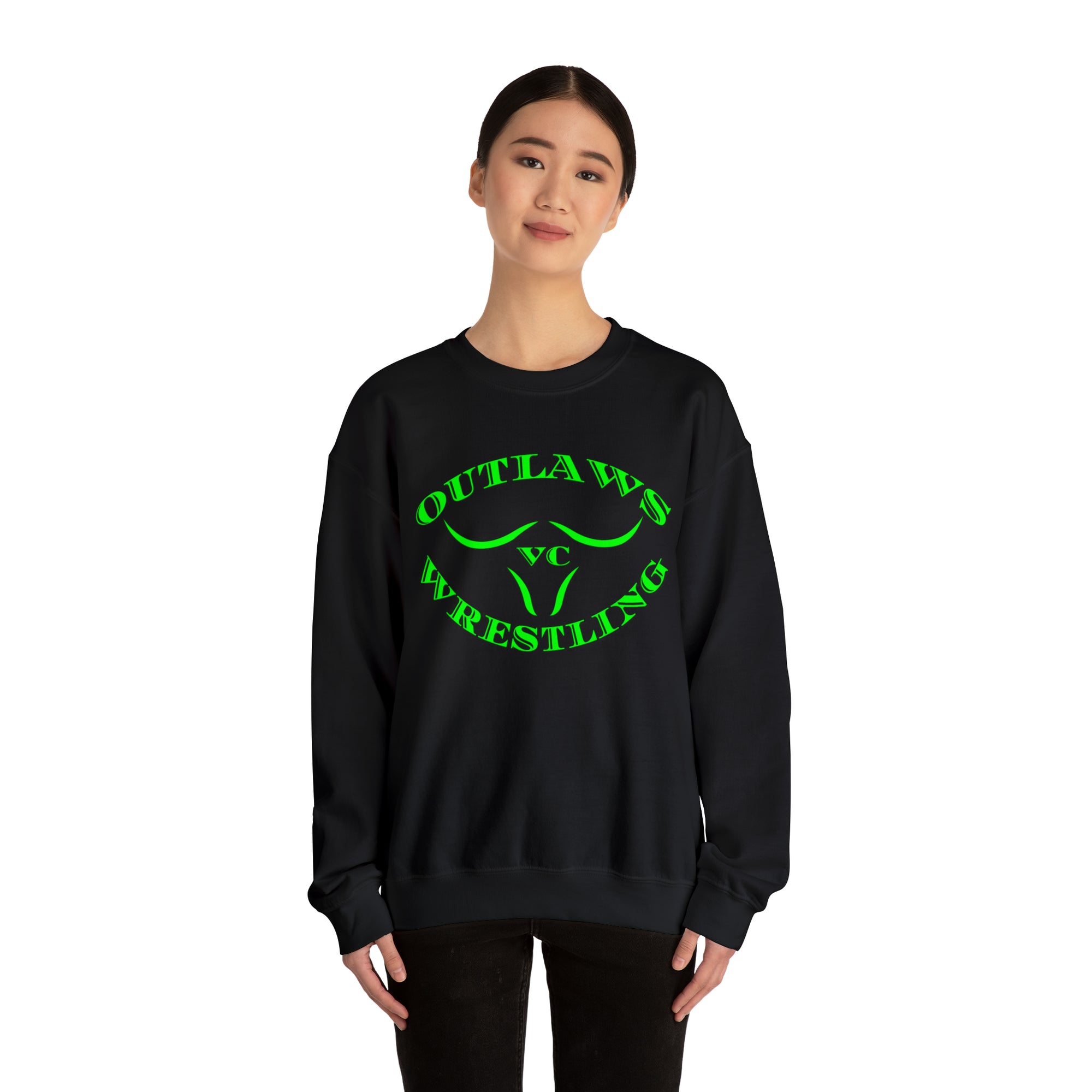 Green Outlaws Wrestling Crewneck Sweatshirts