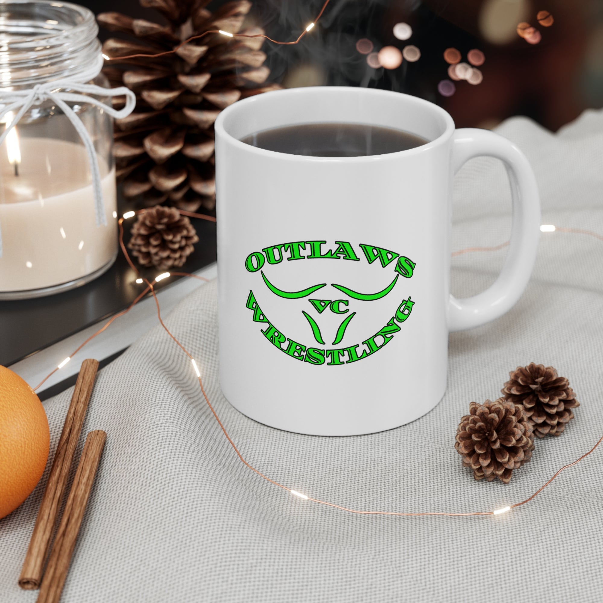 Green Outlaws Wrestling Ceramic Mug 11oz