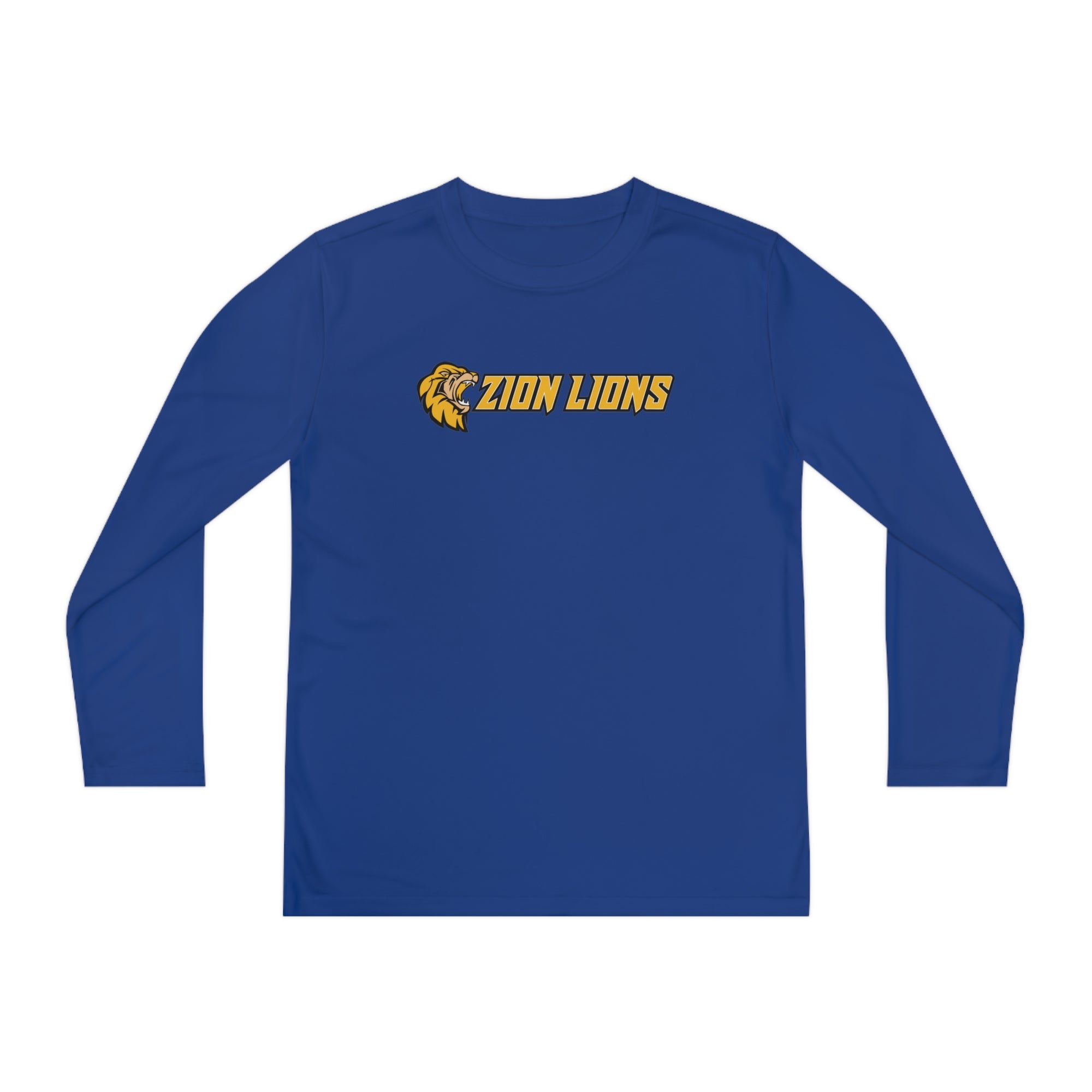 Zion with Mascots Long Logo Long Sleeve Competitor Tee - YOUTH