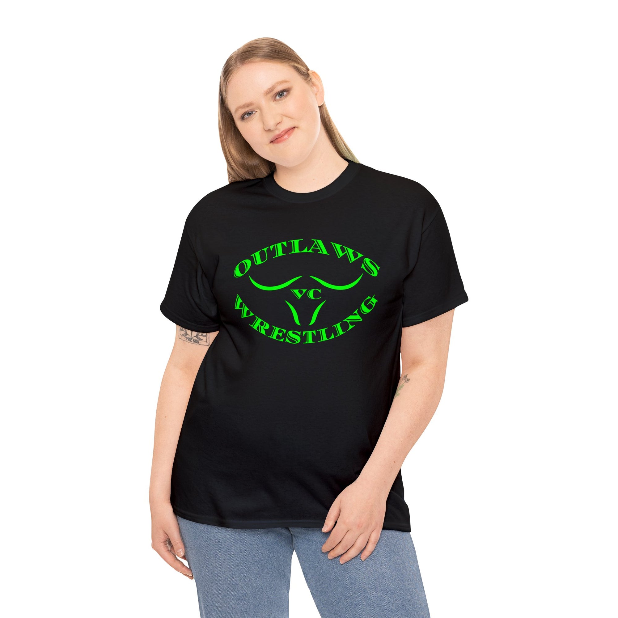 Green Outlaws Wrestling Unisex Heavy Cotton Tee