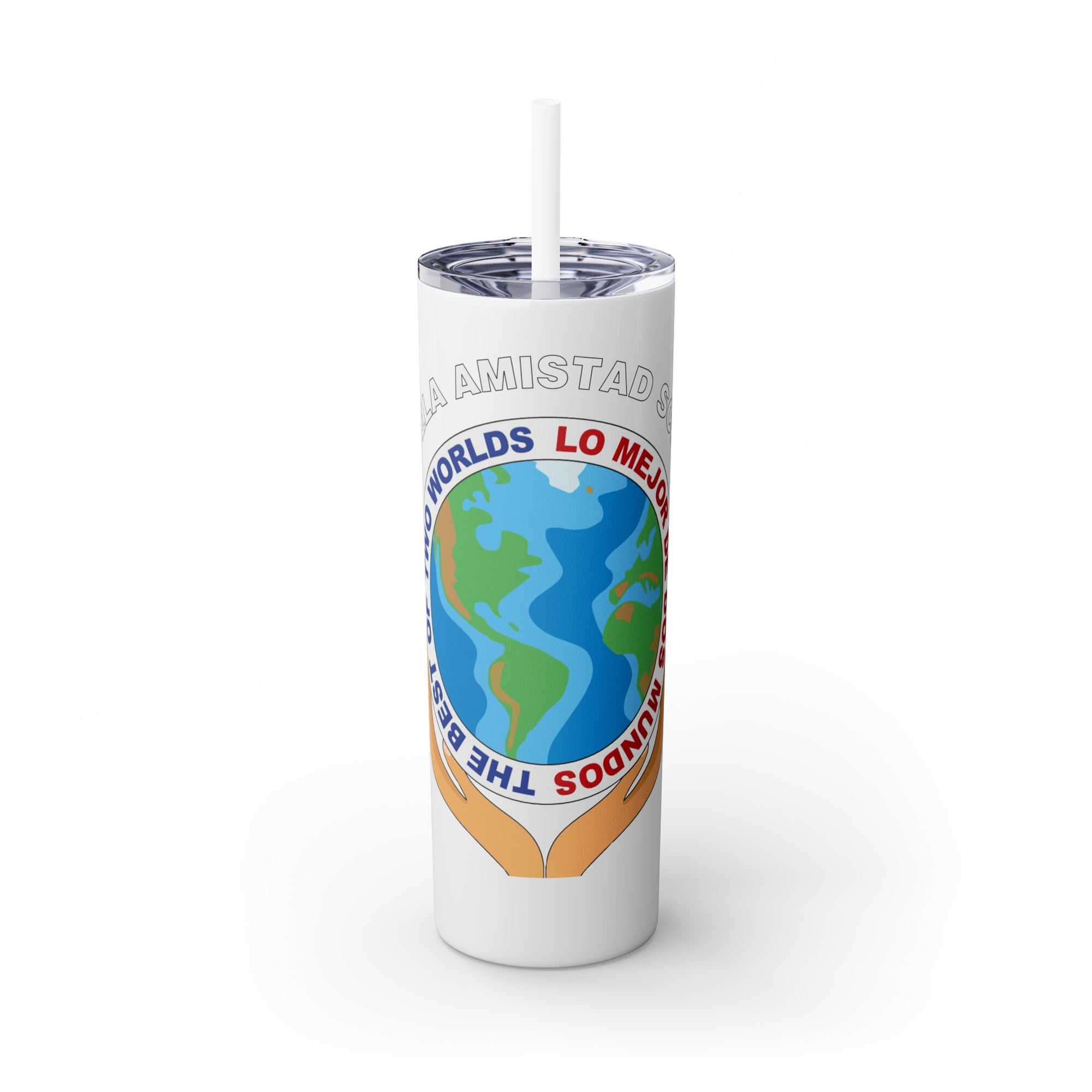 Escuela Amistad School Skinny Tumbler with Straw, 20oz