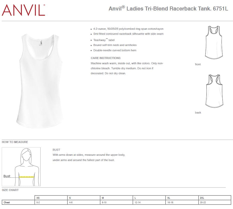 Sidelined Anvil® Ladies Tri-Blend Racerback Tank